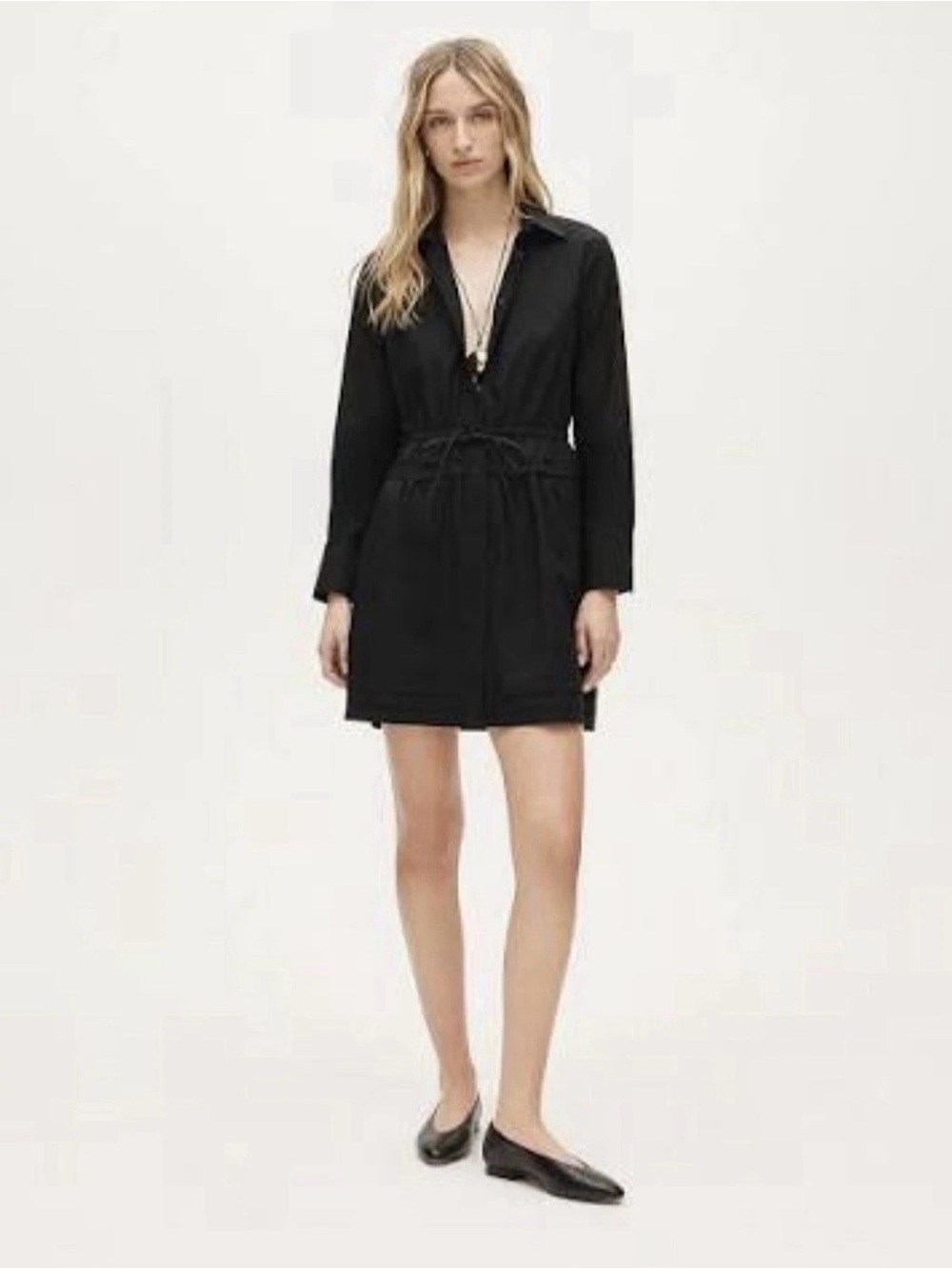 J CREW Elena mini shirt-dress in cotton poplin Black Size 12 NWT CS931
